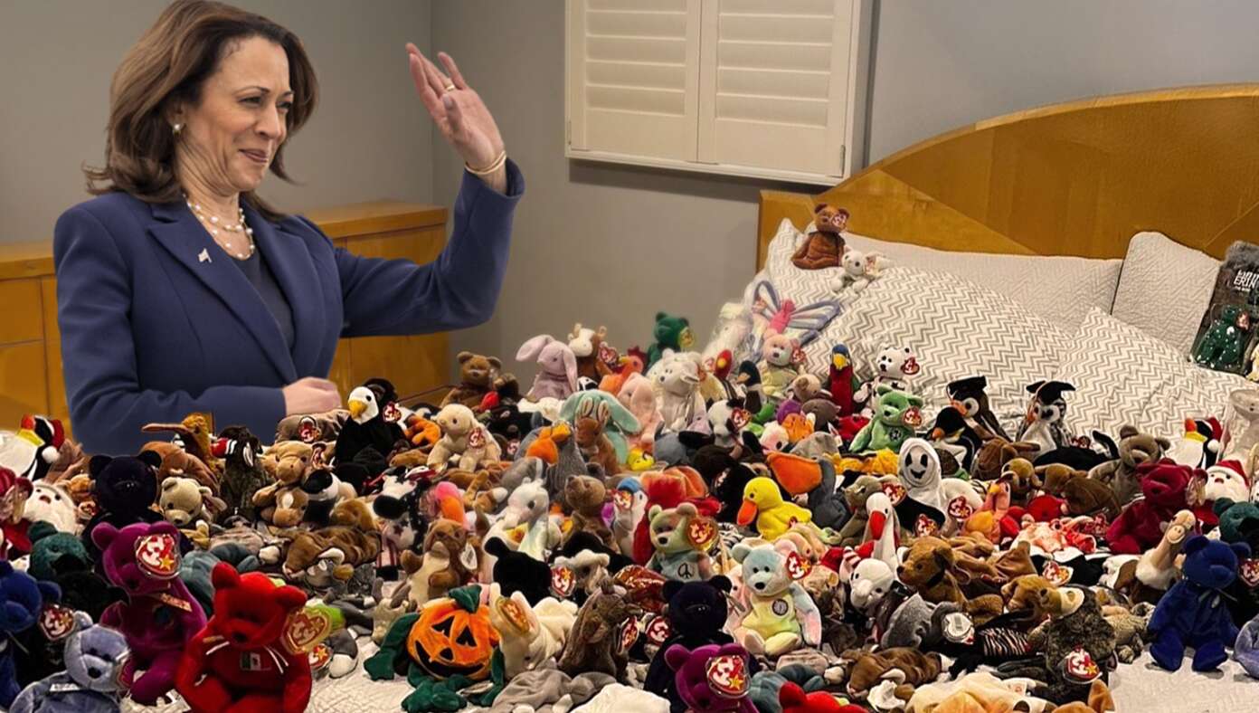 Kamala Harris Delivers Farewell Address To A Bunch Of Beanie Babies Spread Out On Her Bed