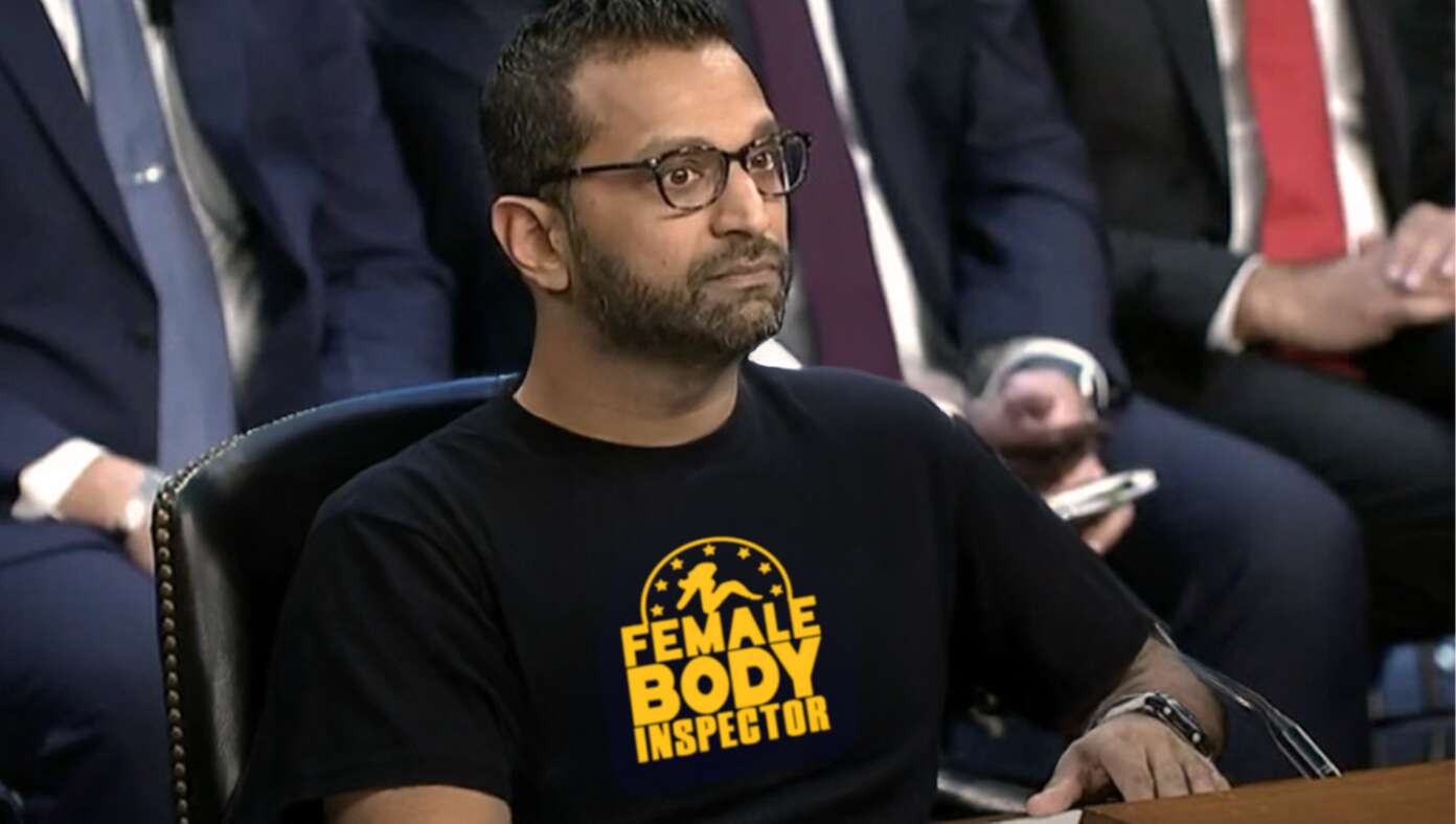 Bad Start: Kash Patel Shows Up To Senate Confirmation Hearing In ‘Female Body Inspector’ T-Shirt