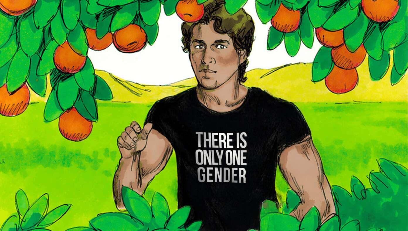 Adam Seen Wearing 'THERE IS ONLY ONE GENDER' Shirt In Garden Of Eden