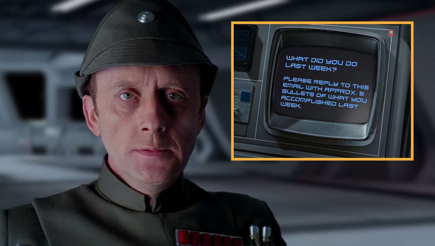 Oh No: Admiral Piett Gets Email From Lord Vader Asking What He Accomplished Last Week