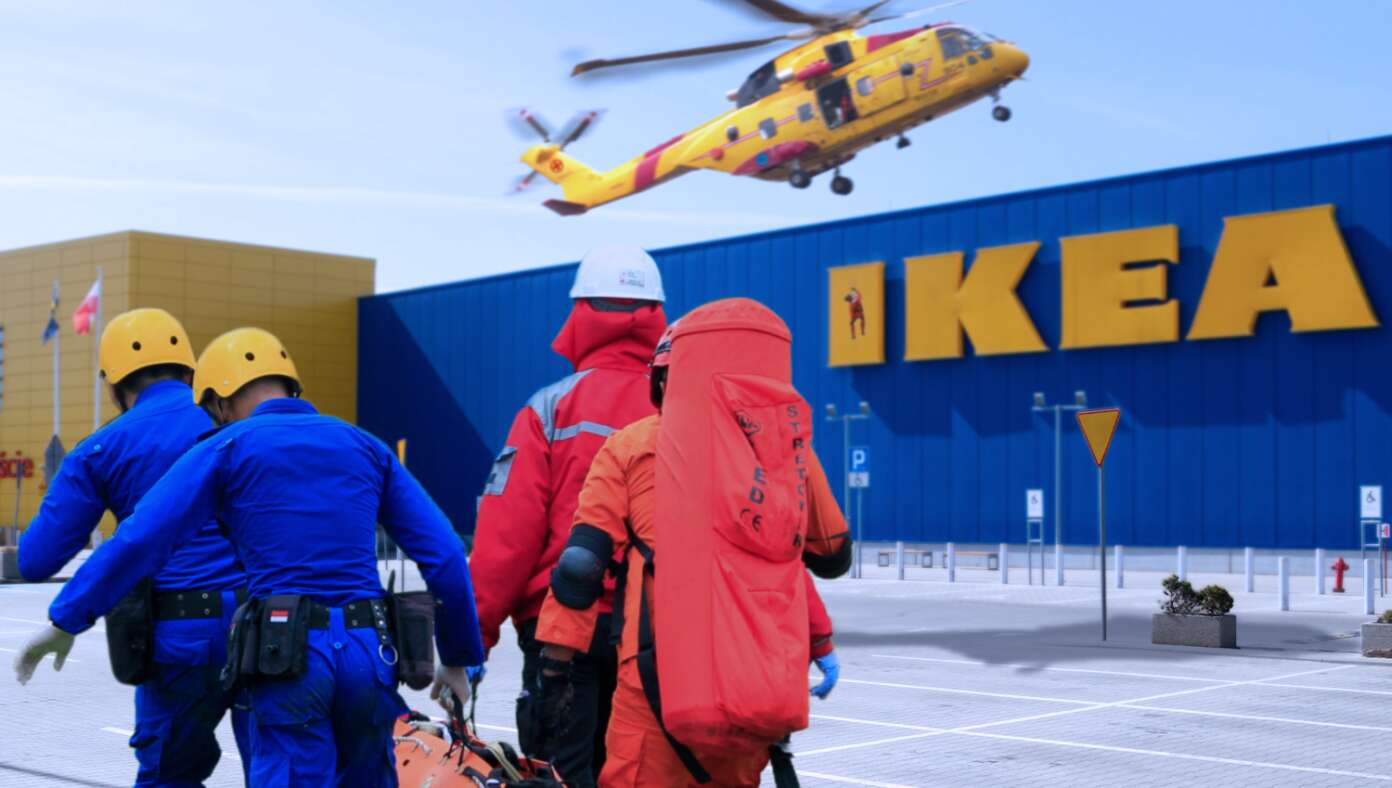 Search And Rescue Team Responds To Call From Injured Hiker Lost Inside Local IKEA