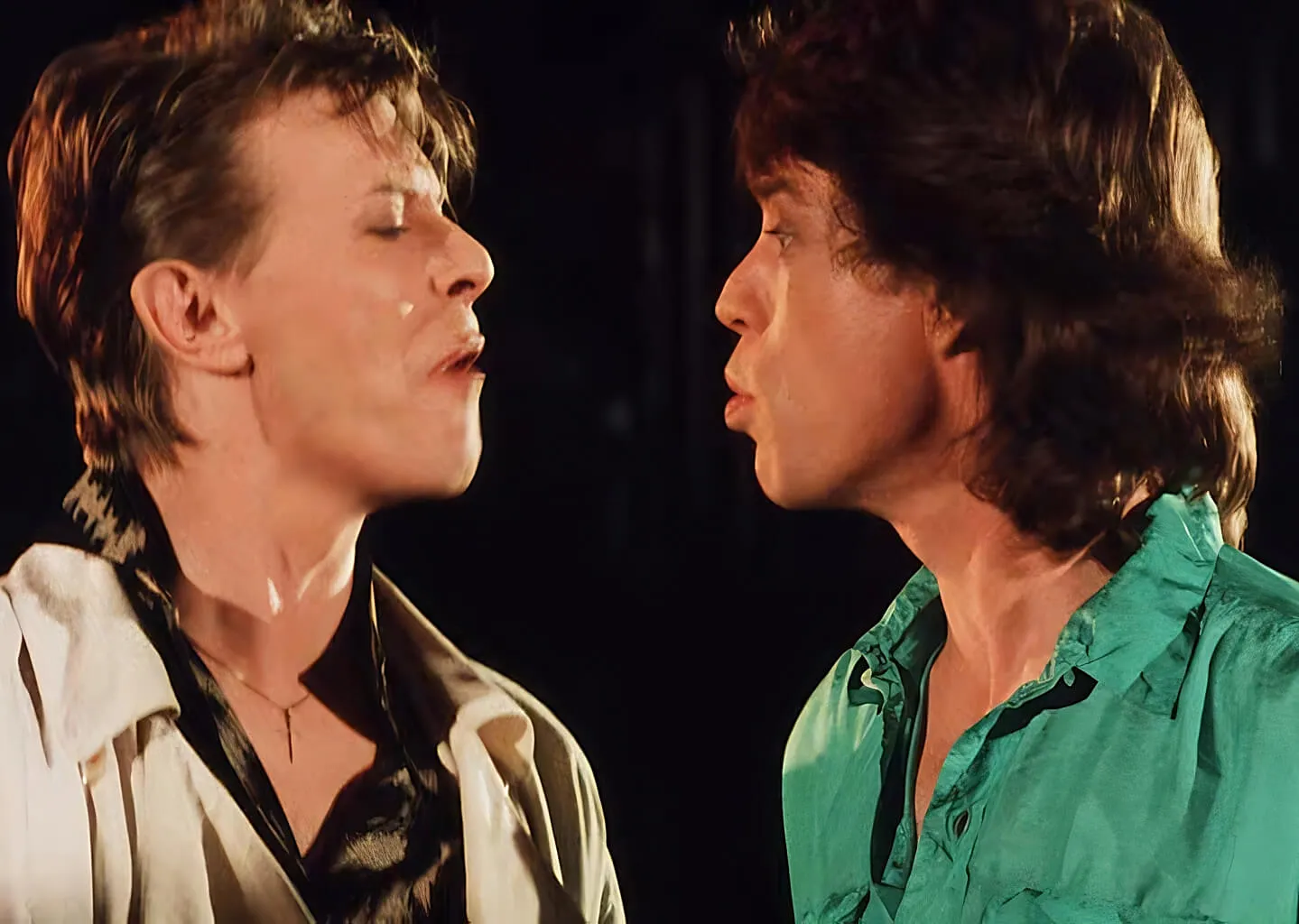 David Bowie and Mick Jagger Dancing in the Street