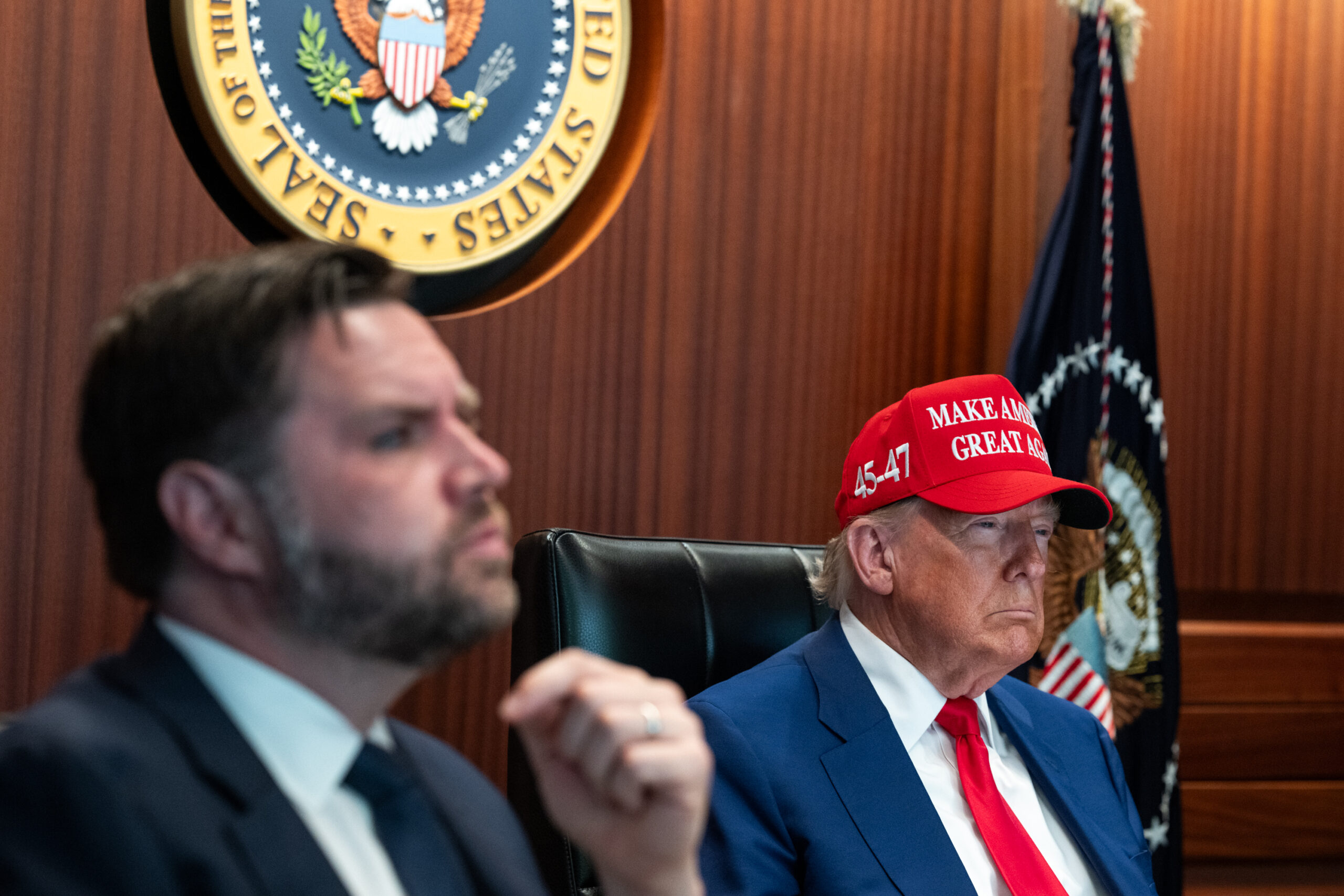 President Donald Trump and Vice President JD Vance in the Situation Room, June 21, 2025