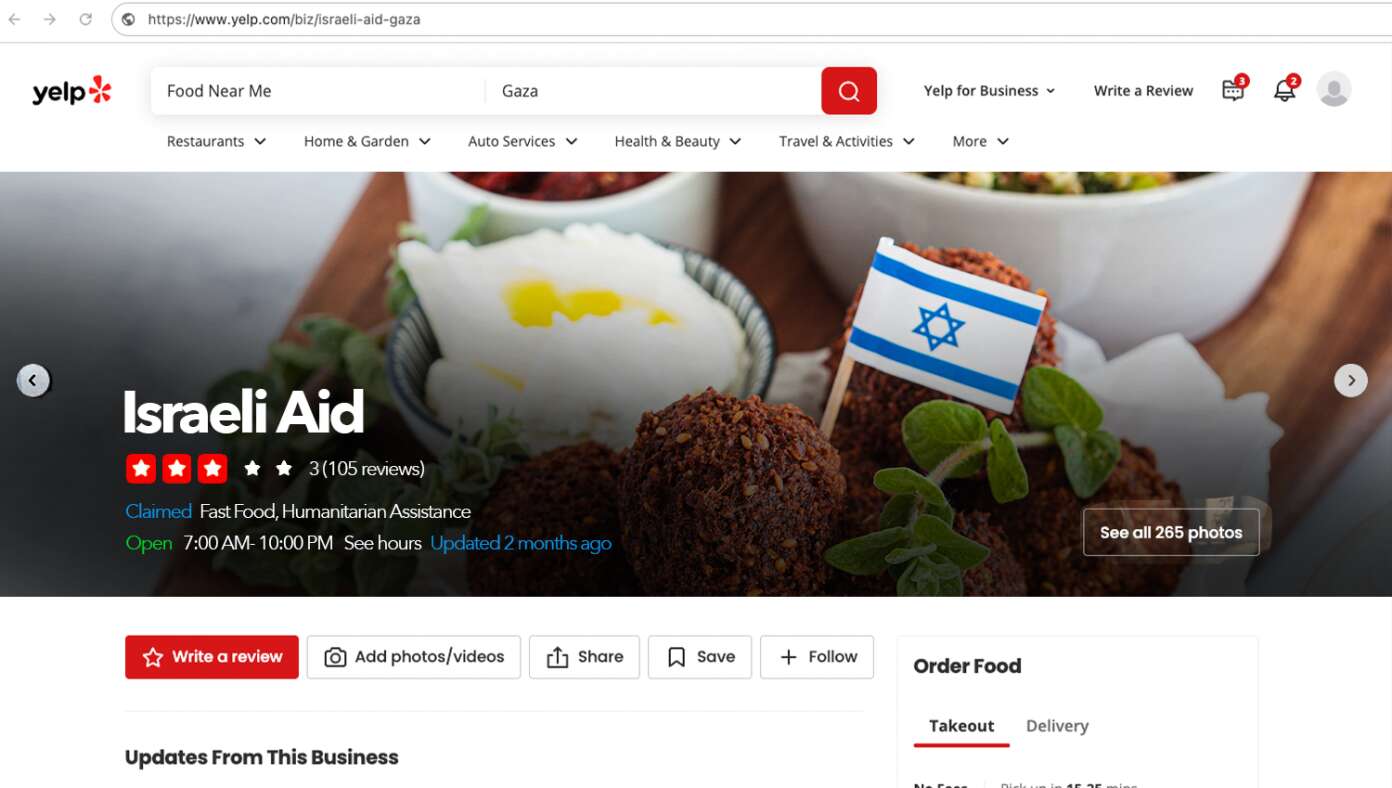 Palestinians Leave Israeli Aid A 3-Star Yelp Review