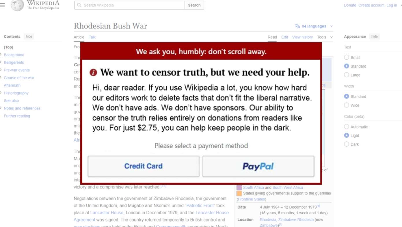 Annual Wikipedia Fundraiser Says For Just $2.75 You Can Help Them Censor Truth