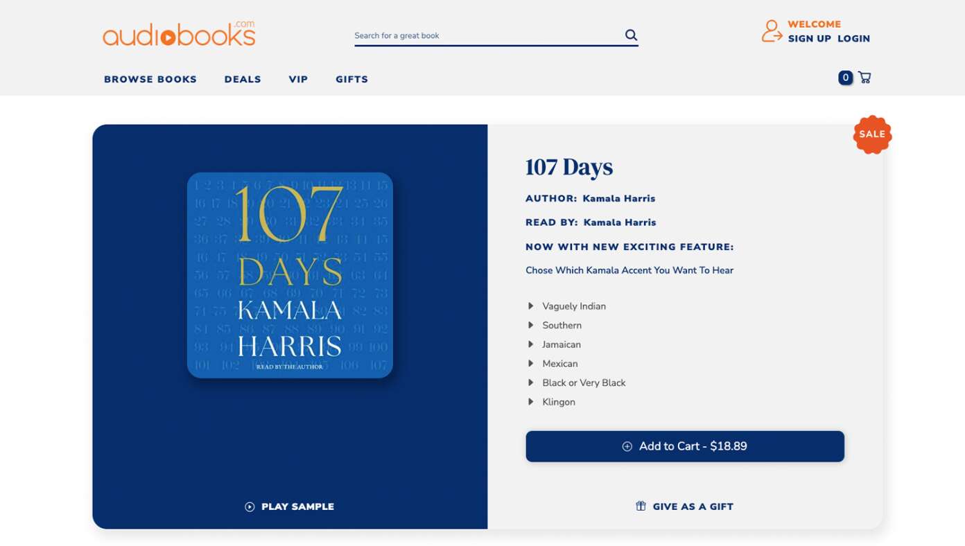 Kamala’s Audiobook Lets You Pick Which Kamala Accent You Want To Hear For Each Chapter