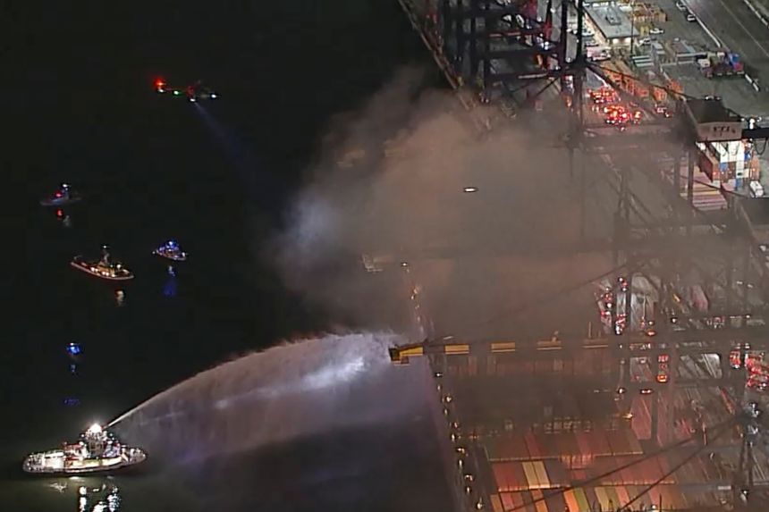 Cargo Ship Throws Fiery Tantrum at Port of Los Angeles, Everyone Freaks Out