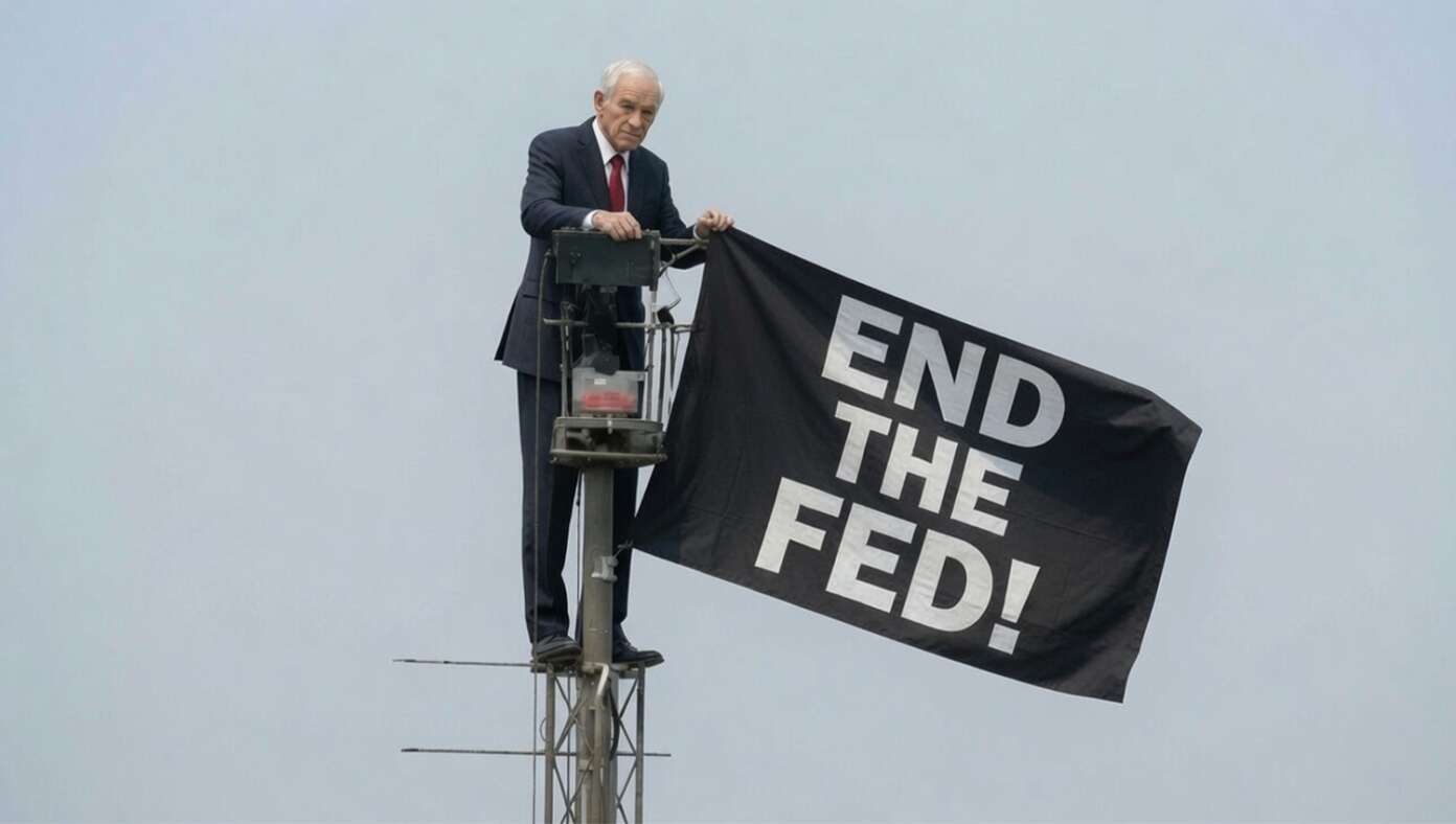 Ron Paul Scales Empire State Building To Unveil Flag Reading 'End The Fed!'