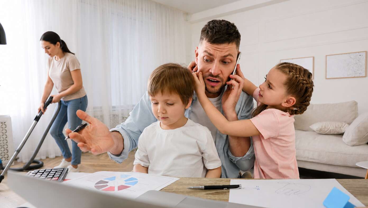 Dad's Plan To Work At Home Foiled By People At Home