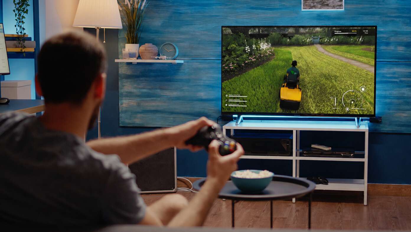 Man Informs Wife He Can't Mow The Lawn Today As He Is Busy Playing Lawn Mowing Simulator