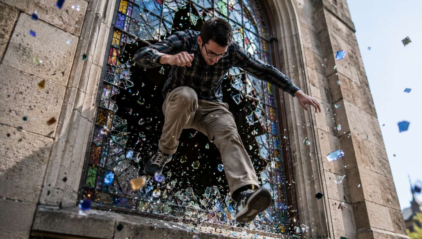 Church Introduces Breakaway Stained Glass Windows For Introverts To Use During Sharing Of The Peace