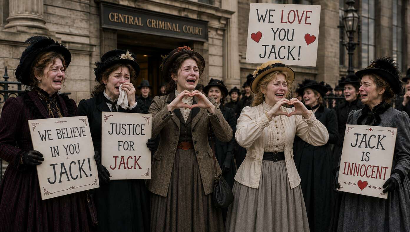 Liberal White Women Stand Weeping Outside Court Trying Jack The Ripper