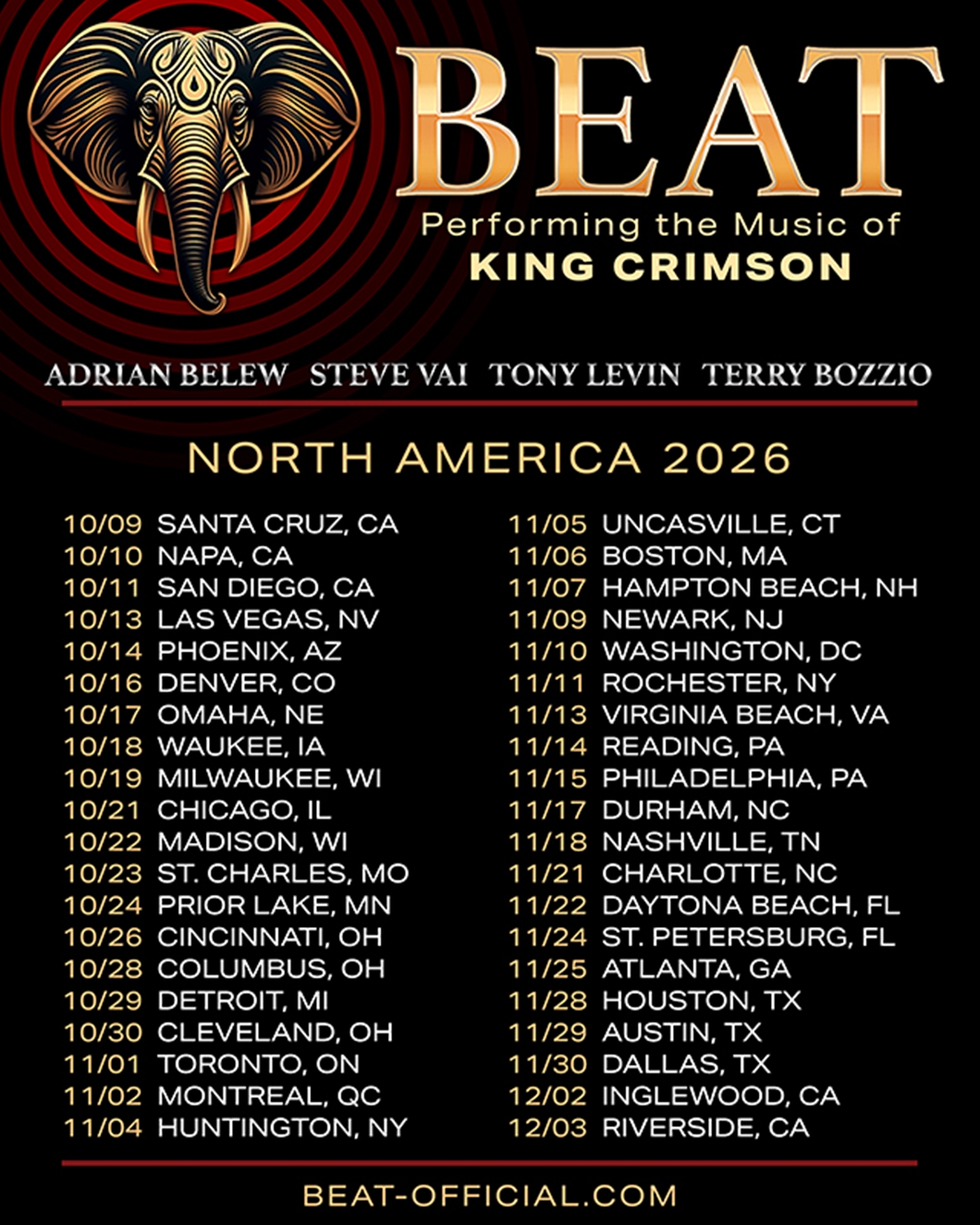 BEAT Supergroup Tours Fall 2026 With King Crimson Classics