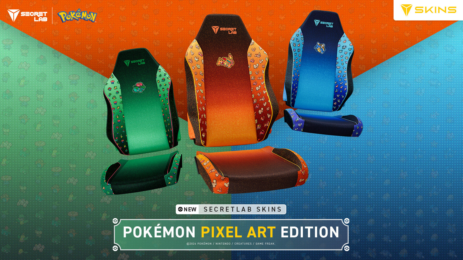Gaming chairs now Poké-fied with nostalgic pixel art cash grab skins
