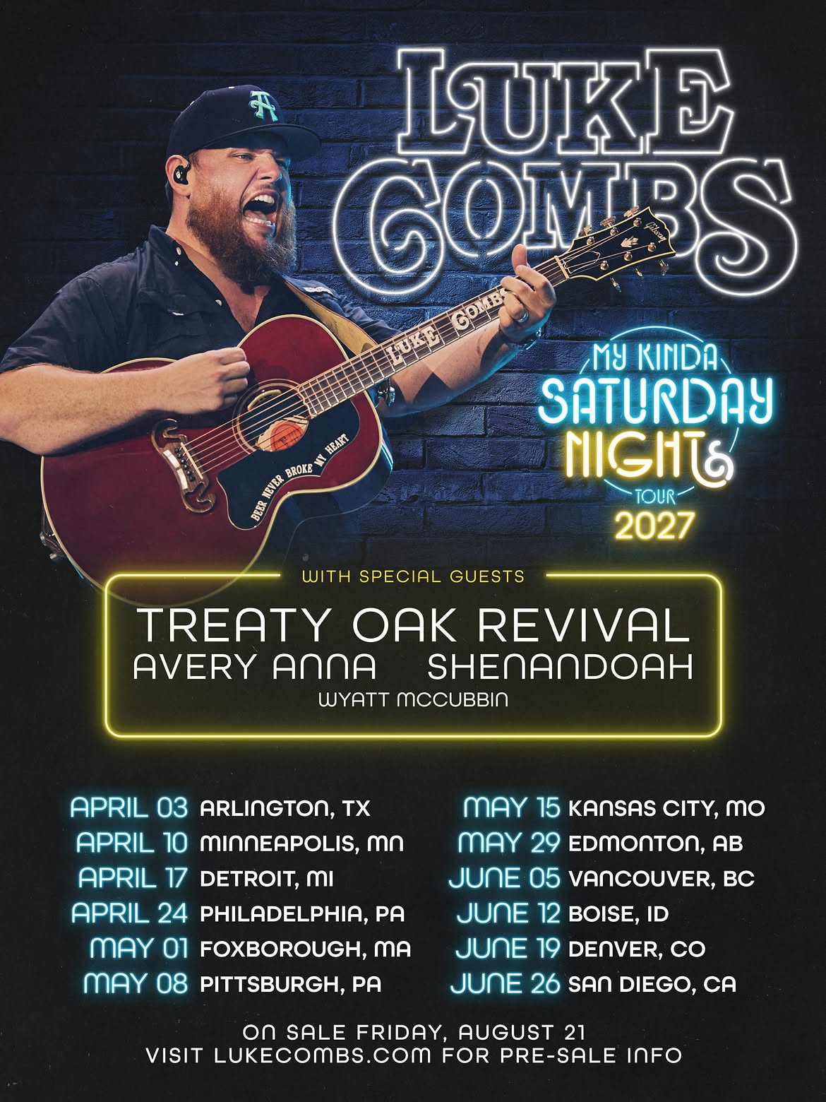 Luke Combs Unveils 2027 North America Stadium Tour Schedule