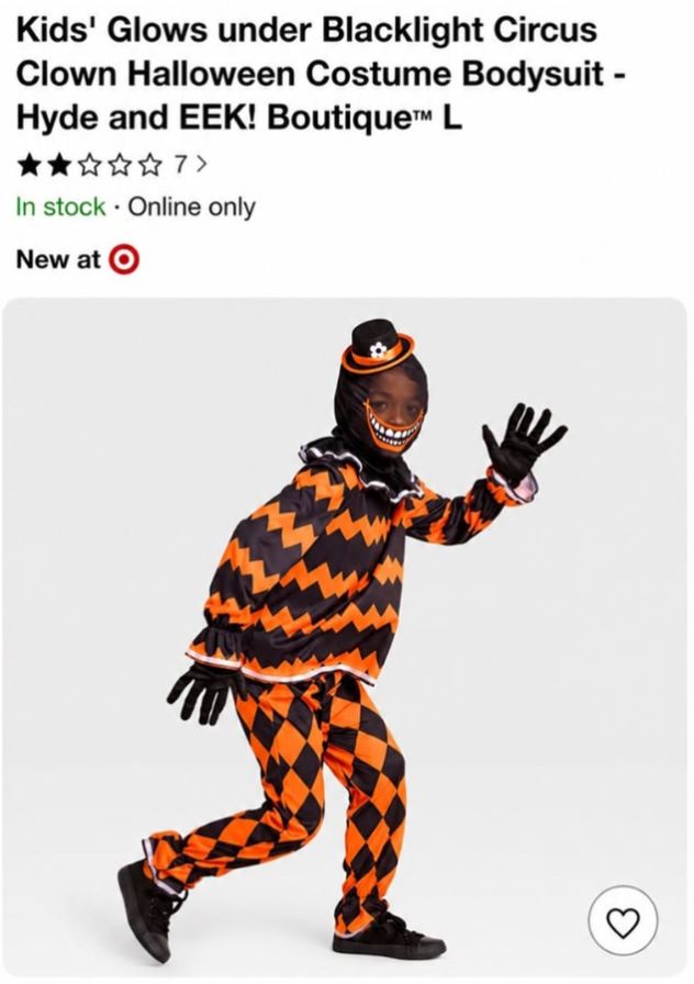 Target regrets selling creepy kids clown costume apparently