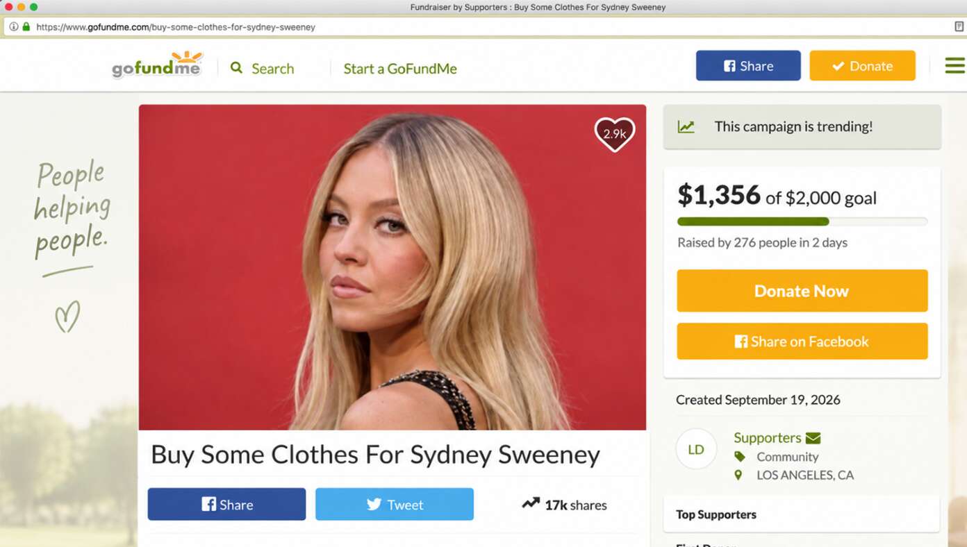 Concerned Citizens Launch GoFundMe Launched To Help Sydney Sweeney Buy Some Clothes