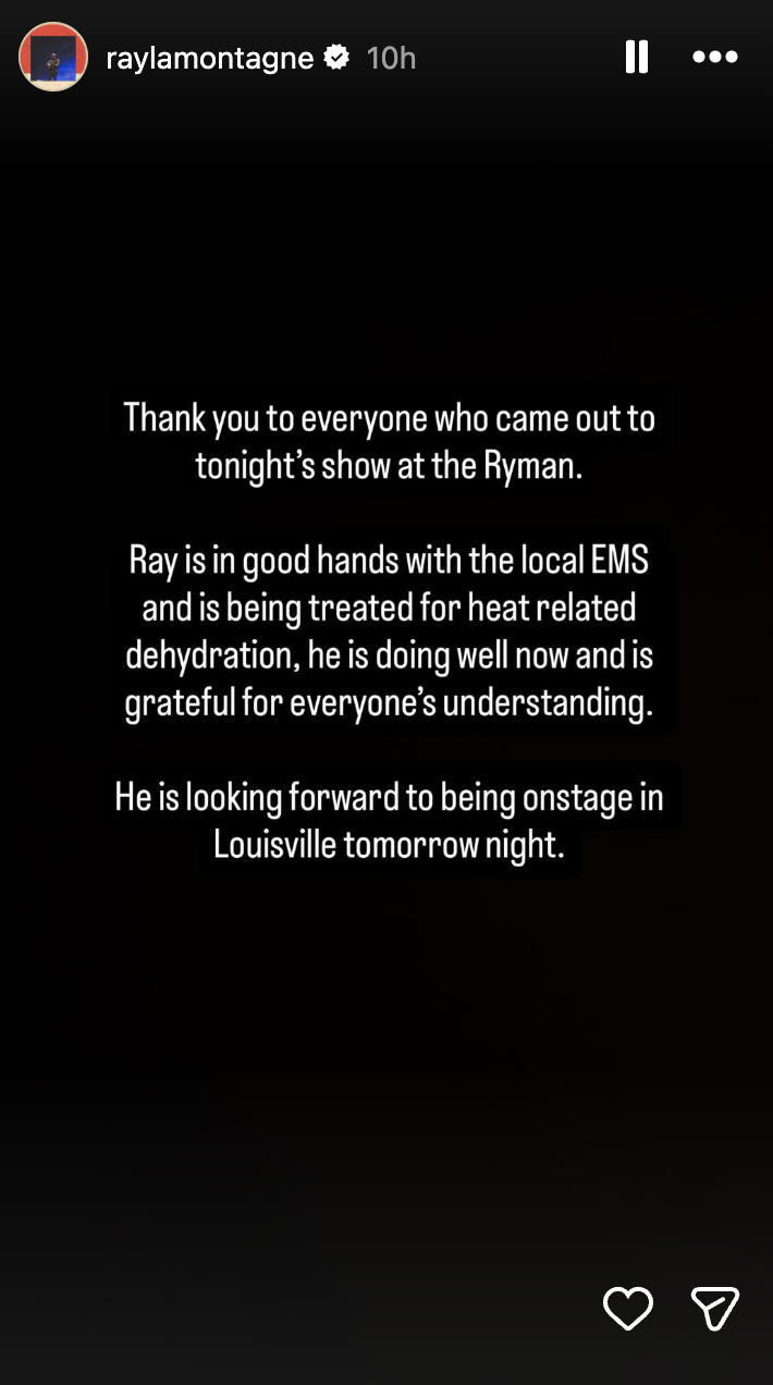 Ray LaMontagne Faints Onstage In Nashville Due To Dehydration