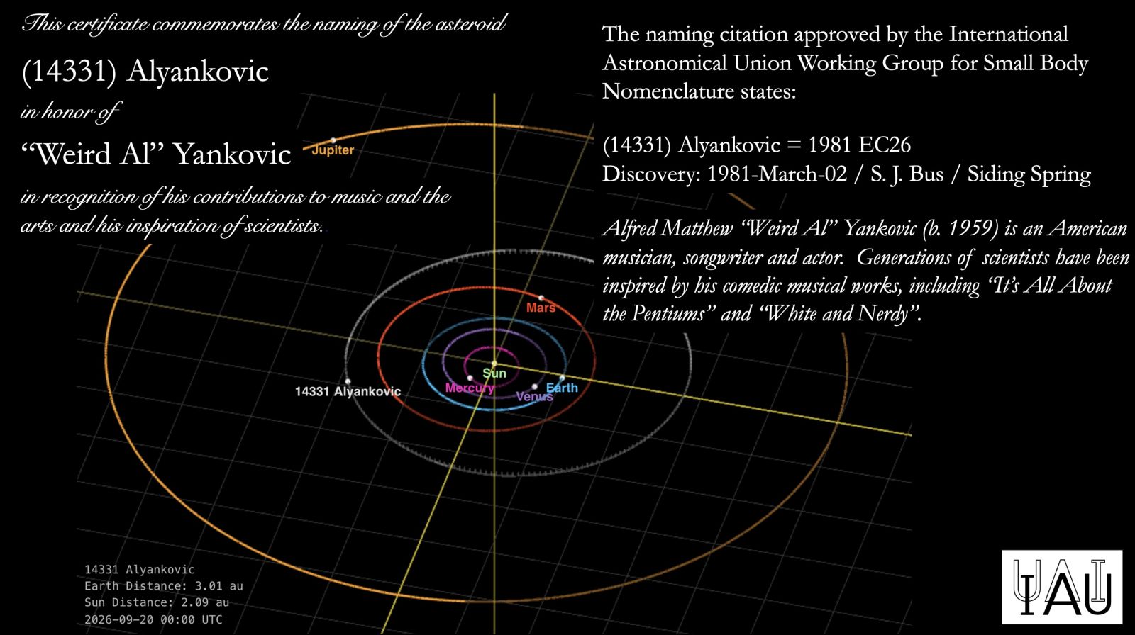 Weird Al Gets Asteroid Named After Him