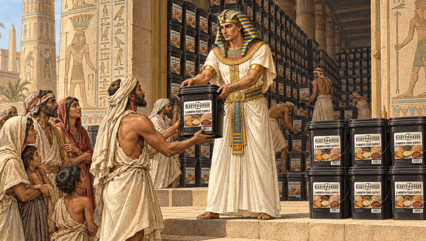 Egypt Saved After Joseph Advises Pharaoh To Stock Up On Emergency Food Buckets From My Patriot Supply