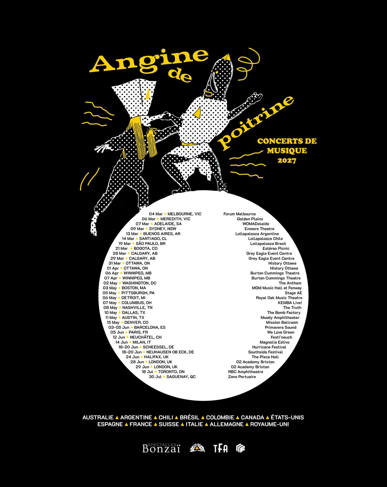 Angine De Poitrine Unveils Highly Anticipated 2027 Tour Schedule