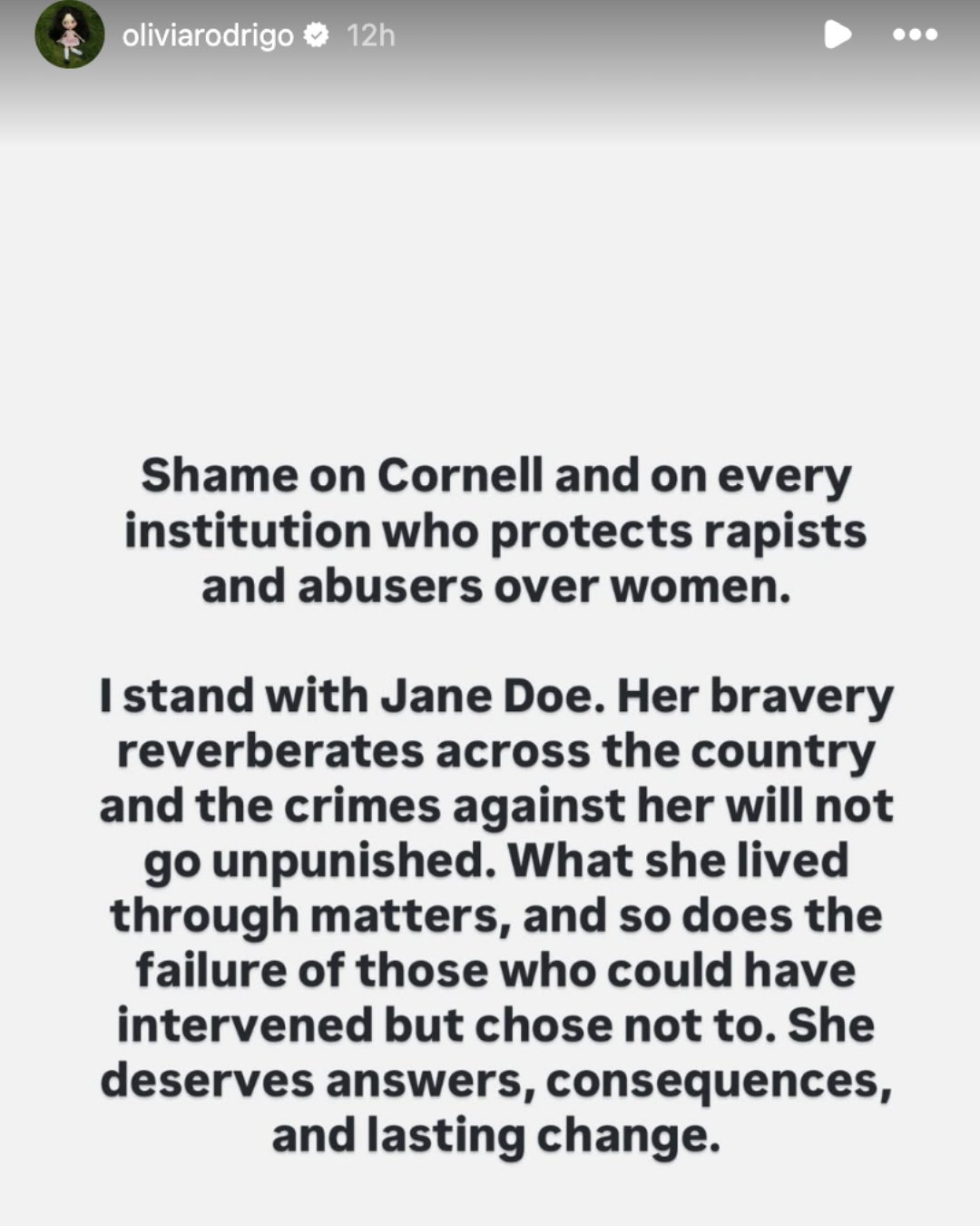 Olivia Rodrigo Supports Jane Doe in Cornell Sex Assault Case