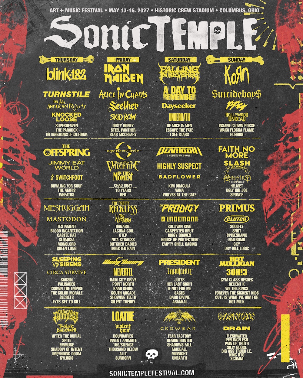 Sonic Temple 2027 Boasts Iron Maiden, blink-182, Korn, and More